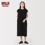 无印良品女式 双股天竺编织法国袖连衣裙 女装裙子 连身裙夏季 BB2S4A5S 黑色 M （160/84A）