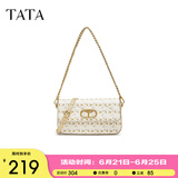 他她（TATA）复古老花链条小方包女气质小型单肩包斜挎包新款X3248BX4 米色 F