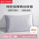 慈云纯色真丝枕套 19姆米100%桑蚕丝绸单面枕头套单只装星河银74*48cm