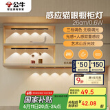 公牛（BULL）感应猫眼橱柜灯磁吸充电山丘光效展柜玄关氛围小夜灯 黑26cm三色