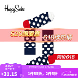 Happy Socks春夏款袜子女男袜薄荷曼波运动彩虹白色棉袜中筒袜 经典波点 1双 M 36-40