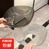 水果盘客厅家用茶几果盘高档前台糖果盘摆放零食盘 透灰银1个装透明白1个装