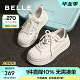 百丽（Belle）休闲帆布鞋女商场同款厚底增高板鞋B3P1DBM4 米色 36 (230mm)