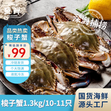 至鲜 梭子蟹2.6斤/10-11只整只液氮无包冰新鲜大螃蟹2-3两/只吕四黄海海蟹冷冻