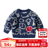 嘟嘟家儿童毛衣秋装男童保暖打底衫宝宝秋季休闲毛线衣女童针织圆领上衣 蓝色 110