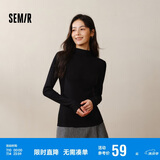 森马（Semir）长袖T恤女半高领吸湿发热抗菌2024冬紧身抓绒打底衫109724101001
