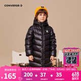Converse 匡威童装男女童中长款羽绒服2023冬季新款儿童连帽保暖外套 正黑色 130 /64 【建议身高116-122cm】