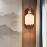 复古实木中式壁灯禅意木艺中国风过道灯饰仿古卧室背景墙装饰灯具 胡桃木色+金古铜色 8 高30*宽13*离墙18