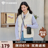 坦博尔羽绒服马甲女立领宽松外搭短款羽绒背心外套TD236006 小香白 160