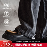 马登德比鞋男厚底增高大头皮鞋黑色工装鞋英伦风休闲百搭低帮马丁靴 亮面黑 （5cm增高）80%用户选择 40 男码