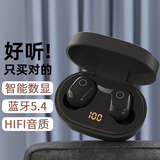 Blog.Fish 蓝牙耳机真无线入耳式降噪高音质迷你运动豆式超长续航智能数显游戏 星耀黑【9D音效丨双耳通话降噪】