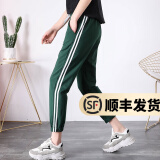 莉社休闲裤女2025春秋新款加绒加厚运动裤子学生宽松哈伦显瘦情侣款 046绿色九分裤（夏款） S