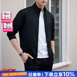 阿迪达斯（adidas）男装夹克 25夏新款运动服休闲防风开衫跑步健身时尚快干透气外套 经典黑/时尚三条纹 【针织立领】 M 【170-175cm/130-140斤】