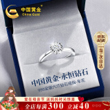 中国黄金六爪钻石戒指女求结婚活口钻戒结婚纪念日礼物送女友老婆生日礼物 【可刻字】六爪镶嵌-钻石戒指