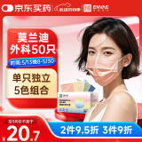 ENVAE恩惠医疗一次性医用外科口罩50只独立包装灭菌级莫兰迪高颜值防尘