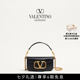 华伦天奴VALENTINO[礼物]女士 LOCO 小号小牛皮手袋链条包单肩斜挎手提包 温柔黑 均码