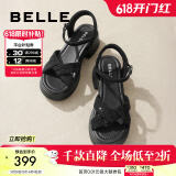 百丽（Belle）满钻条带繁星休闲凉鞋女商场款厚底凉鞋A9S2DBL4 黑色 37 (235mm)