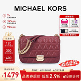 MICHAEL KORS礼物轻奢MK女包SLOAN链条单肩斜挎腋下包 大号 酒红色