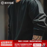 马登工装 美式300G重磅纯棉长袖T恤春季无感印花打底衫卫衣男春 黑色 L