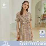 范思蓝恩正式气质通勤连衣裙女夏季收腰显瘦面试西装裙 紫罗兰格 L