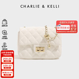 CHARLIE&KELLI CK品牌包包女包单肩包女上班通勤菱格链条小方包斜挎女生日礼物 白色【京仓配送 赠礼袋 】