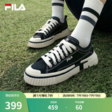 斐乐（FILA）官方LOOP女鞋帆布鞋新款休闲运动鞋小白鞋板鞋断层鞋 黑-BK 37.5