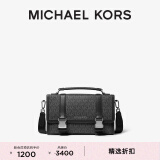 MICHAEL KORS迈克高仕 MK Hudson 男士老花邮差包单肩斜挎公文包男包 黑色 001 NS