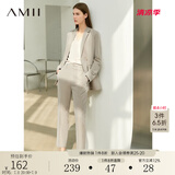 AMII职业西服套装女春夏新款休闲外套时尚西装两件套 卡其(西裤) S (155)