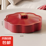 过年干果盘客厅茶几家用坚果瓜子收纳盒新年糖果摆放盘子零食水果 糖果盒单层【中国红】