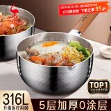 三四钢雪平锅316L不锈钢奶锅食品级加厚煮面小汤锅带蒸笼无涂层日式家用 【抗菌316L】带304蒸笼 20cm 2.5L 带玻璃盖|升级第4代