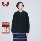 无印良品（MUJI）女式  长毛抓绒 夹克 短款外套女  简约风 BB2NSA3A 深藏青色 L(165/88A)