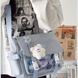 趣木也大容量学院风斜挎包日系二次元少女痛包休闲百搭学生上课单肩包女 蓝色- 加 【愤怒云朵挂件】