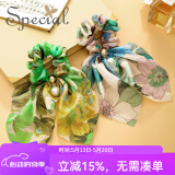 special蝴蝶结手工防滑头绳发圈高级感发饰森系松紧发圈不伤发 高弹力发圈 黄绿花