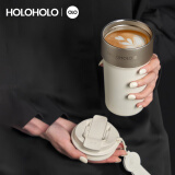 HOLOHOLO316不锈钢保温杯 男女士高档便携咖啡杯 颜值儿童吸管杯茶水杯子 【316L不锈钢内胆】象牙白-500ml