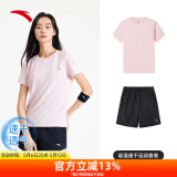 安踏速干运动套装女士夏季款透气健身跑步体育中考专用瑜伽跳操衣服 【速干套装】刚柔粉-9 L/170
