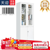 天迎文件柜铁皮柜钢制办公室组合书柜带锁2米高纯白TY-WJ2151