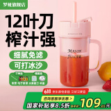 罗娅 16叶刀头榨汁机便携式榨汁杯小型多功能果汁杯果汁机水果机电动随行杯秒碎冰多功能搅拌杯梅森杯 12刀少女粉340ml含吸管【晒图领水果刀】