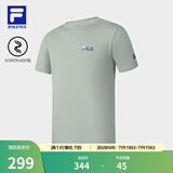FILA官方男子短袖T恤夏季简约圆领运动男装上衣休闲针织套头衫 燕麦灰-GY 2XL 185/104A