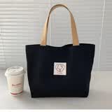 乖可爱帆布包女2025年新款加简约小布袋上班族通勤包包迷你手提包 love小狗黑[拉链款]