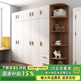 森普顿衣柜卧室平开门组合现代简易家用柜子收纳衣橱(可升级实木生态板) 五门2米衣柜+顶柜+0.5角柜