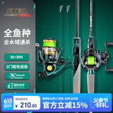 科迈雷碳素路亚竿套装纺车轮2.4米M/MH双杆稍路滑直柄鱼竿海钓竿