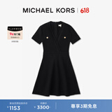 MICHAEL KORS迈克高仕 MK 女士纽扣饰 A 字针织连衣裙 黑色 001 S