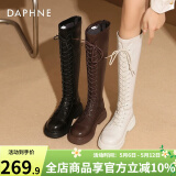 达芙妮（DAPHNE）官方靴子女长筒靴女骑士靴2024年厚底显瘦马丁靴女秋冬款高筒女靴 棕色【常规单里款】 37
