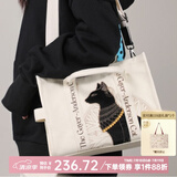 大英博物馆埃及包盖亚安德森猫刺绣单肩包斜挎大容量送女生日新婚毕业礼物 米色