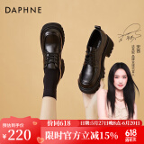 达芙妮（DAPHNE）小皮鞋女春秋单鞋新款粗跟中跟高跟鞋英伦风职业工作鞋子 黑色跟高5.3cm单里 34 (220mm) 标准码