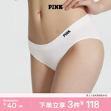 维多利亚的秘密（Victoria's Secret）PINK 夏季舒适无痕3A抗菌抑菌LOGO中腰包臀内裤三角裤女 94D1白色-光面款 11247228 1条 S