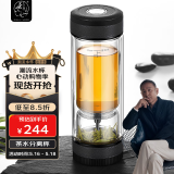 茶之恋茶杯茶水分离男女士红茶绿茶杯便携过滤双层玻璃杯高档生日礼物 皮纹黑360ml1只