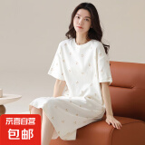 [纯棉]睡衣女夏季2025年新款睡裙宽松可爱短袖大码卡通休闲oym 6683 L 【100-120斤】