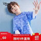 迪士尼（DISNEY）童装儿男女童针织假两件长袖T恤打底衫上衣25春秋DB311AA08蓝160