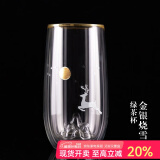 容山堂雪山绿茶杯子双层玻璃杯办公杯泡茶杯水杯家用茶杯小水杯凉杯水具 金银烧雪山绿茶杯-鹿